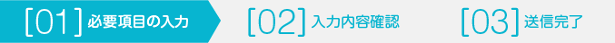 ［01］必要項目の入力［02］入力内容確認［03］送信完了